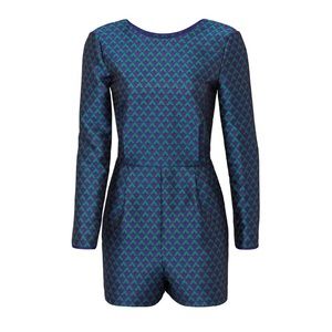 Adelyn Rae Geometric Jacquard Romper